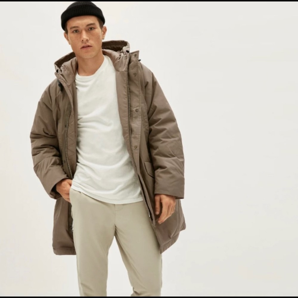 Everlane Men's ReNew Long Parka Taupe Small NEW